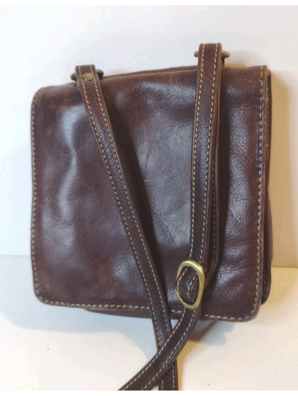 Vintage Chaos Leather Crossbody Organizer Bag Wax Pull Up Rustic Boho Travel